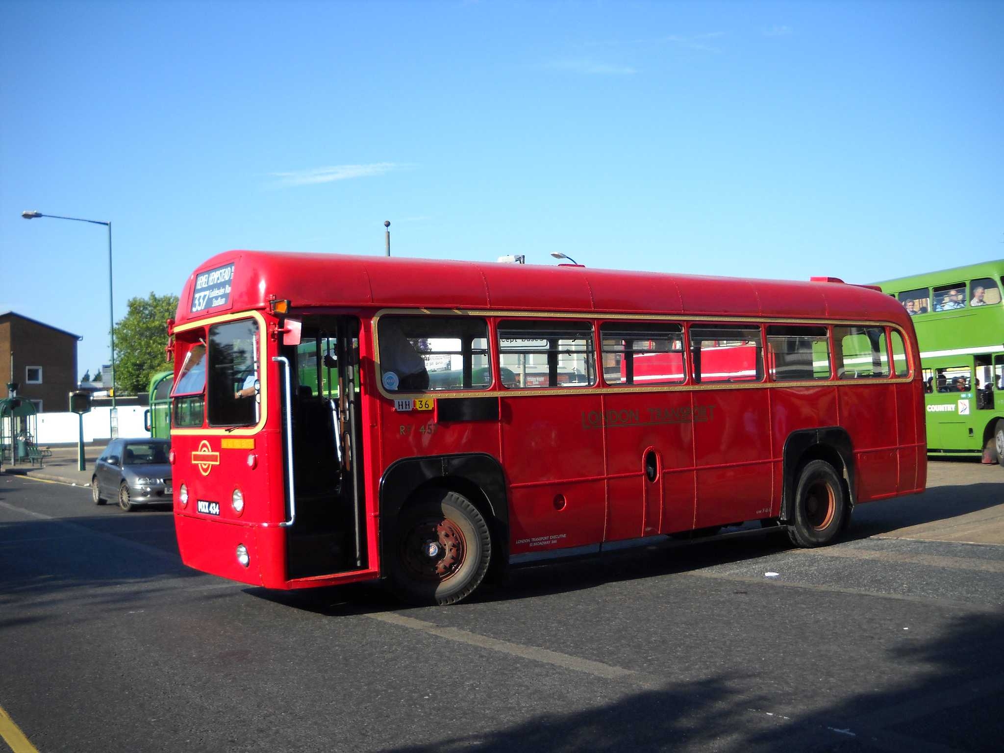 Vintage red London Transport bus