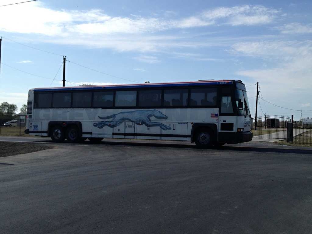 Greyhound bus on the move